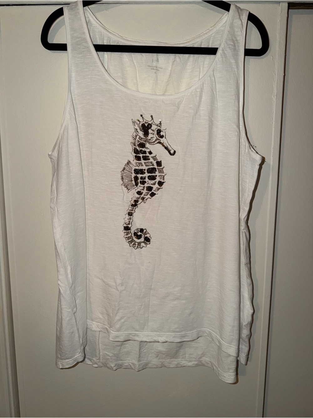 J. Jill White Seahorse Graphic Tank Top - Women